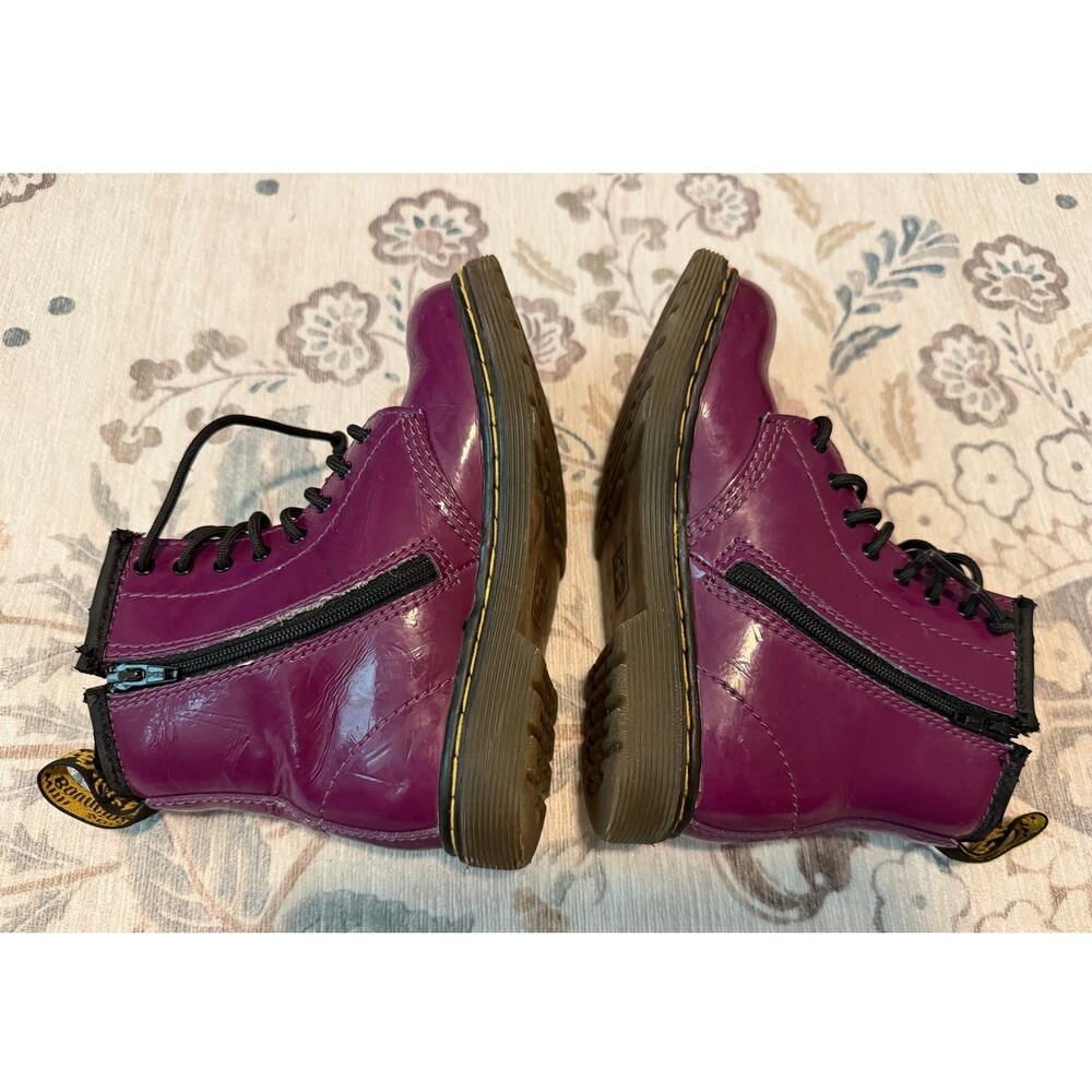 Dr. Martens Toddler Brooklee 1460 Purple Patent Leather Boots Side Zip Size 10 - Picture 5 of 7